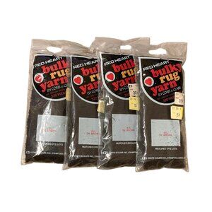 Lot Of 4 VTG Red Heart Bulky Rug Yarn #615 Dark Brown, Latch Hook Acrylic NOS